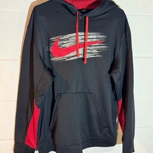 Nike Men's Black Hoodie with Red Accents